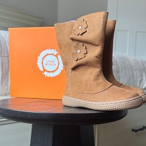 Livie & Luca Tan Kids Boots with Floral Accents